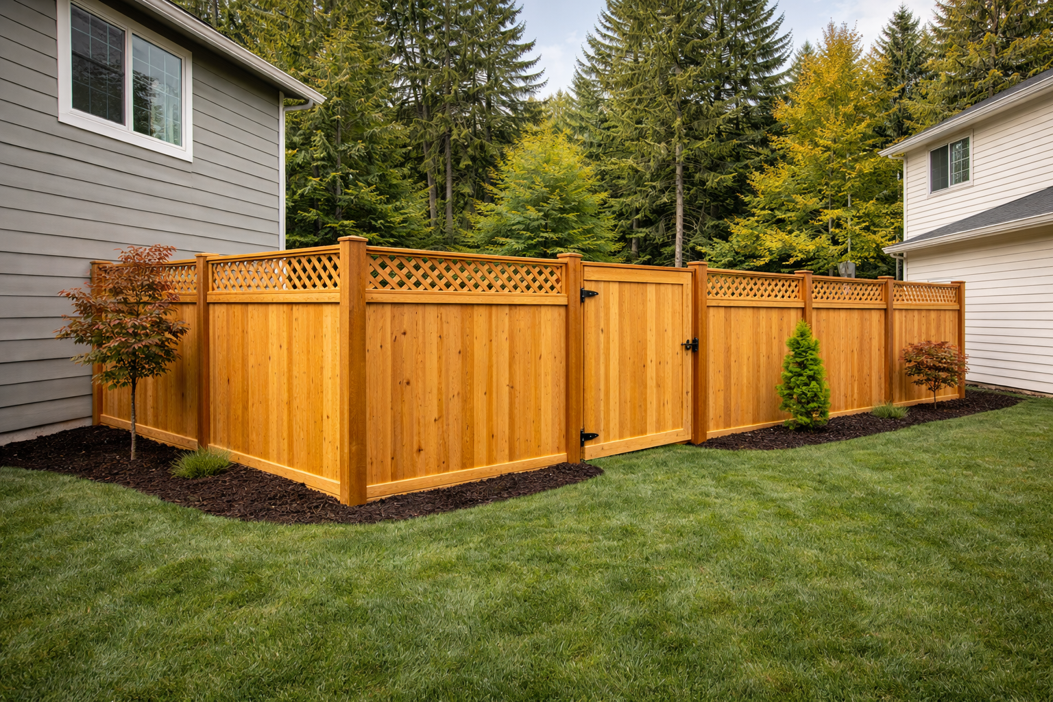 Lattice top cedar fence in Squamish
