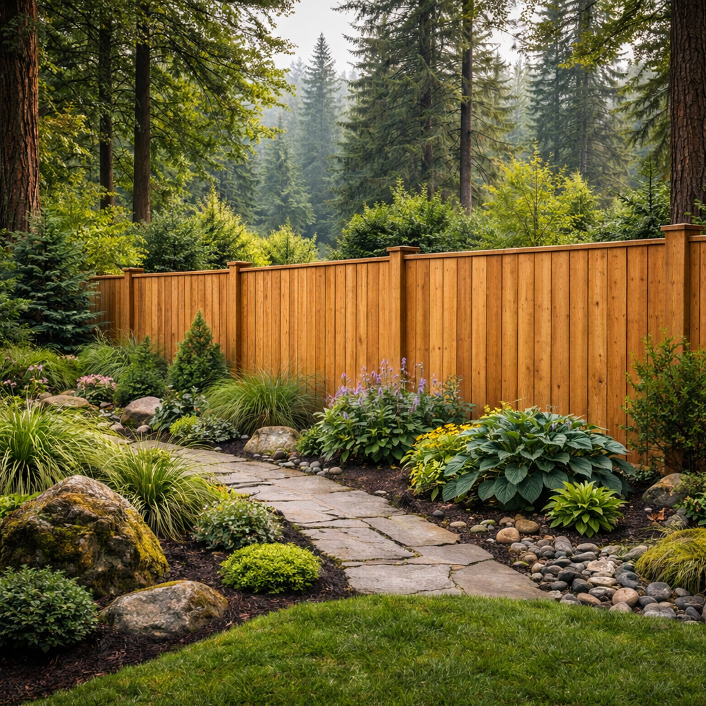 Custom cedar fence with clean detailing